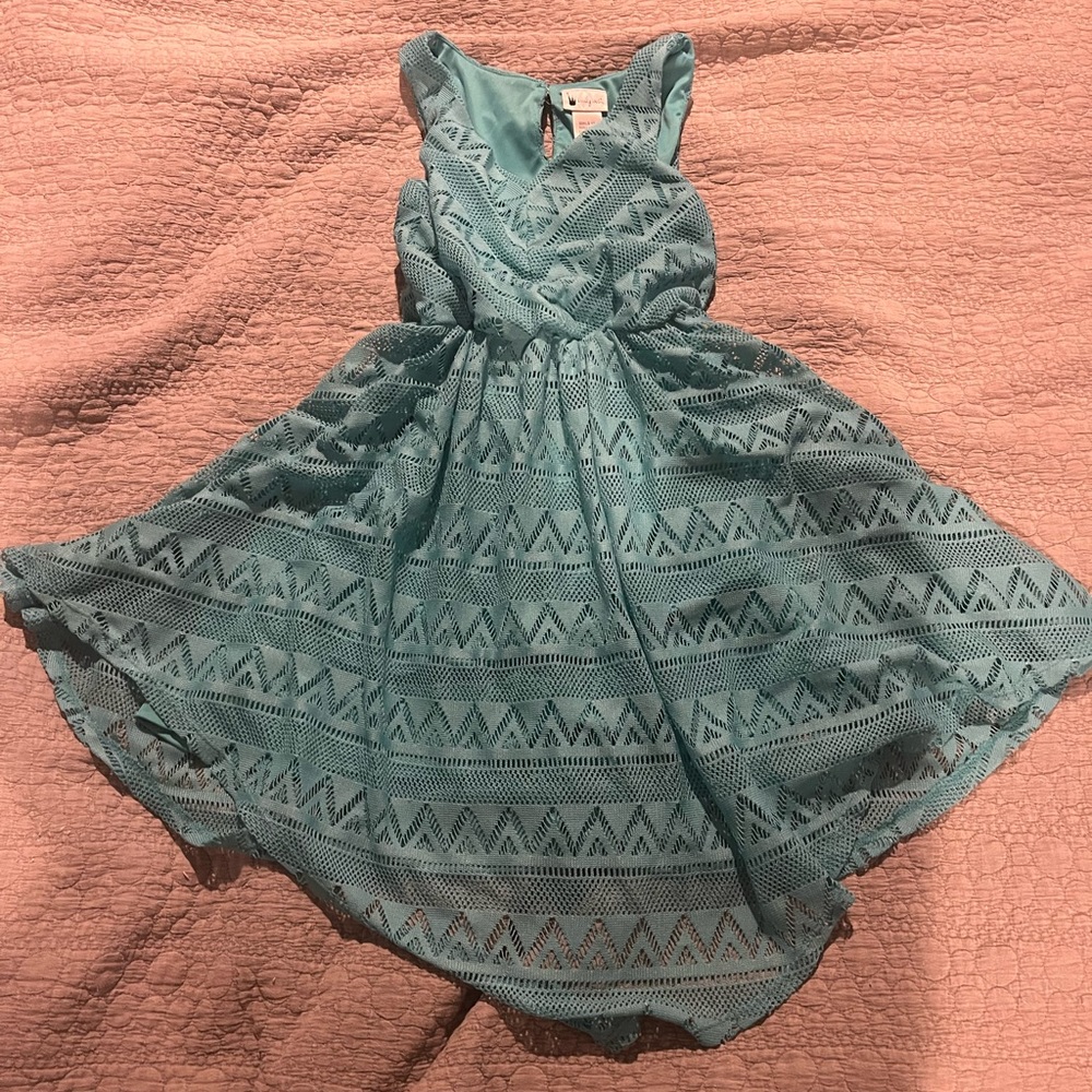Girls sleeveless turquoise dress